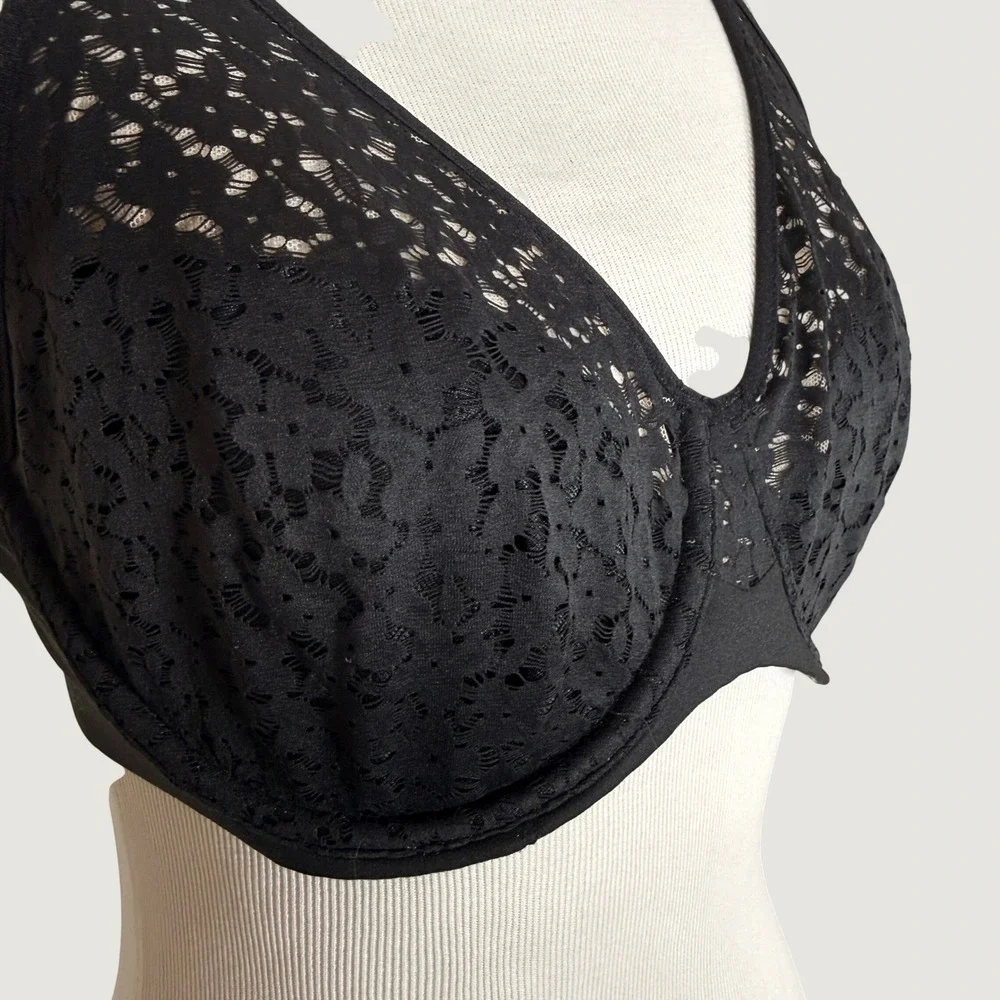 Chantelle Norah EasyFeel Black Floral Lace Unlined Underwire Bra 13F1 36C NEW